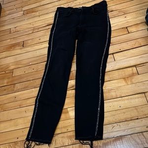 Zara Trafaluc Black Jeans - embellished sides with frayed ankle